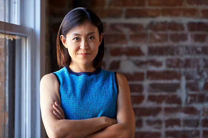 blue dress businesswoman