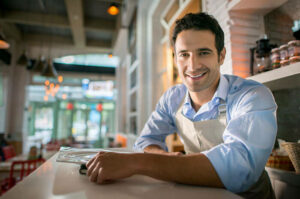 blue shirt cafe guy