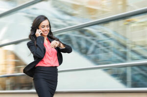 businesswoman in a rush