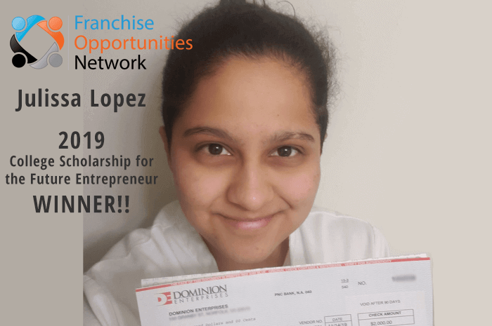 Franchise Opportunities Scholarship Winner 2019 - Julissa Lopez