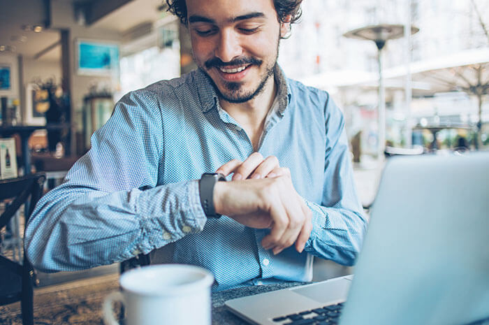 man with smart watch