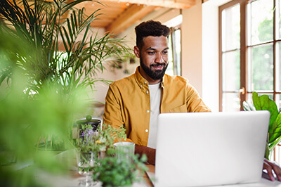 Man working from home making a living